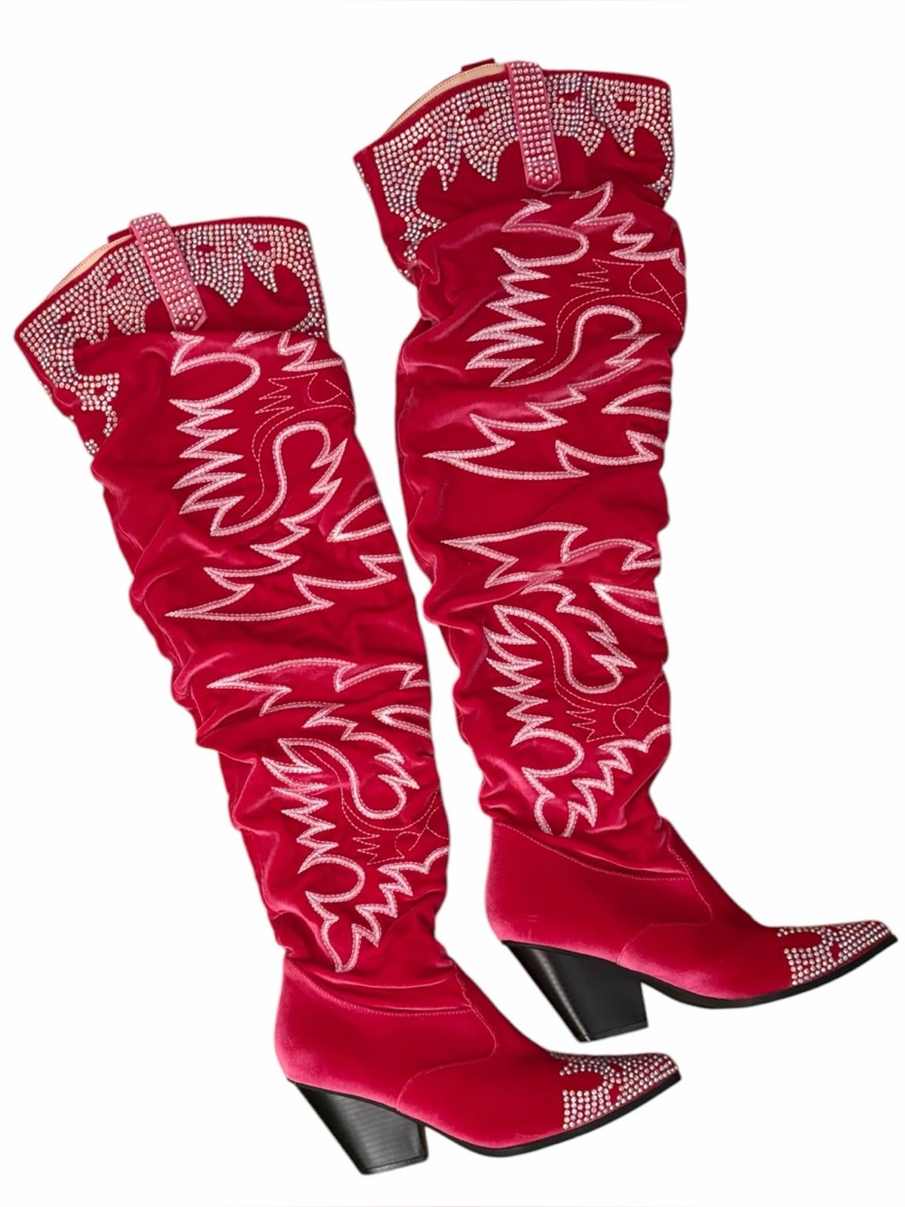 Rhinestone Pink Thigh High Cowboy Boots Western Barbiecore
